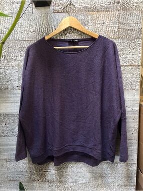 Eileen Fisher | 100% Italian Merino Wool Batwing Boxy Pullover - S, Purple